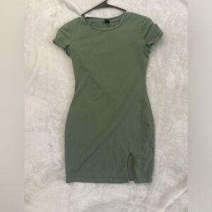 Green dress with small slit